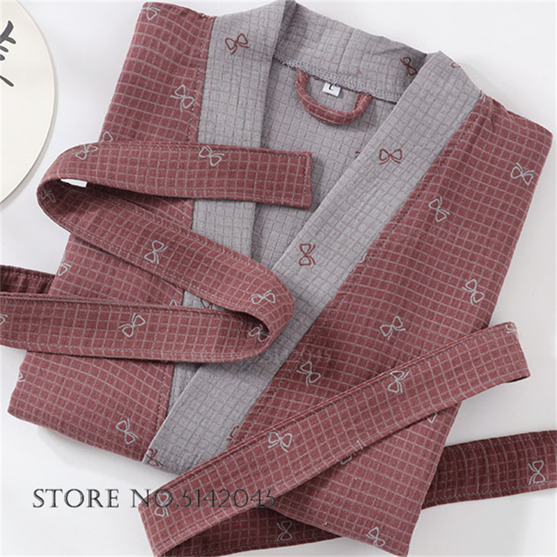 Kimono Yukata Cotton - 100% Cotton Coupe Robe Sleepwear Jacquard