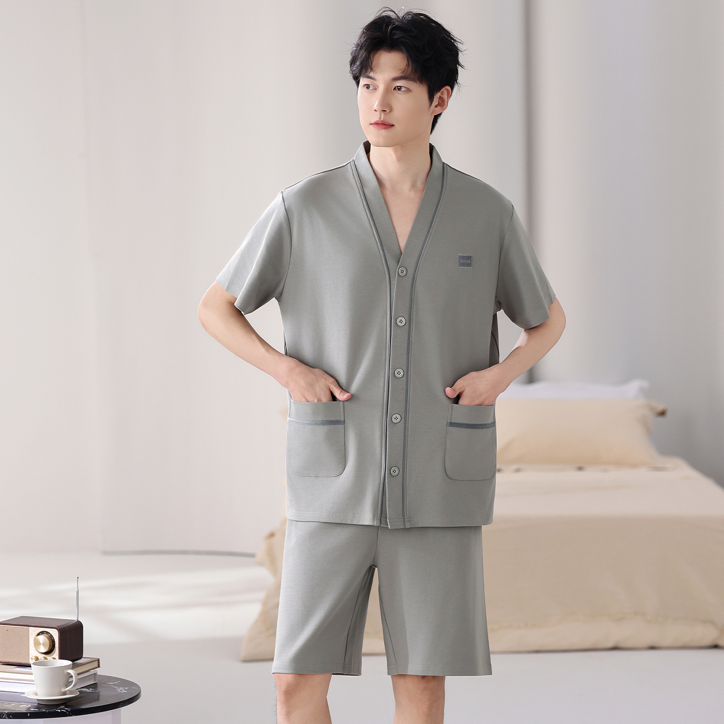Summer V-Neck Pyjamas Male 100 - مراجعة Kimono Yukata Cotton وسعره