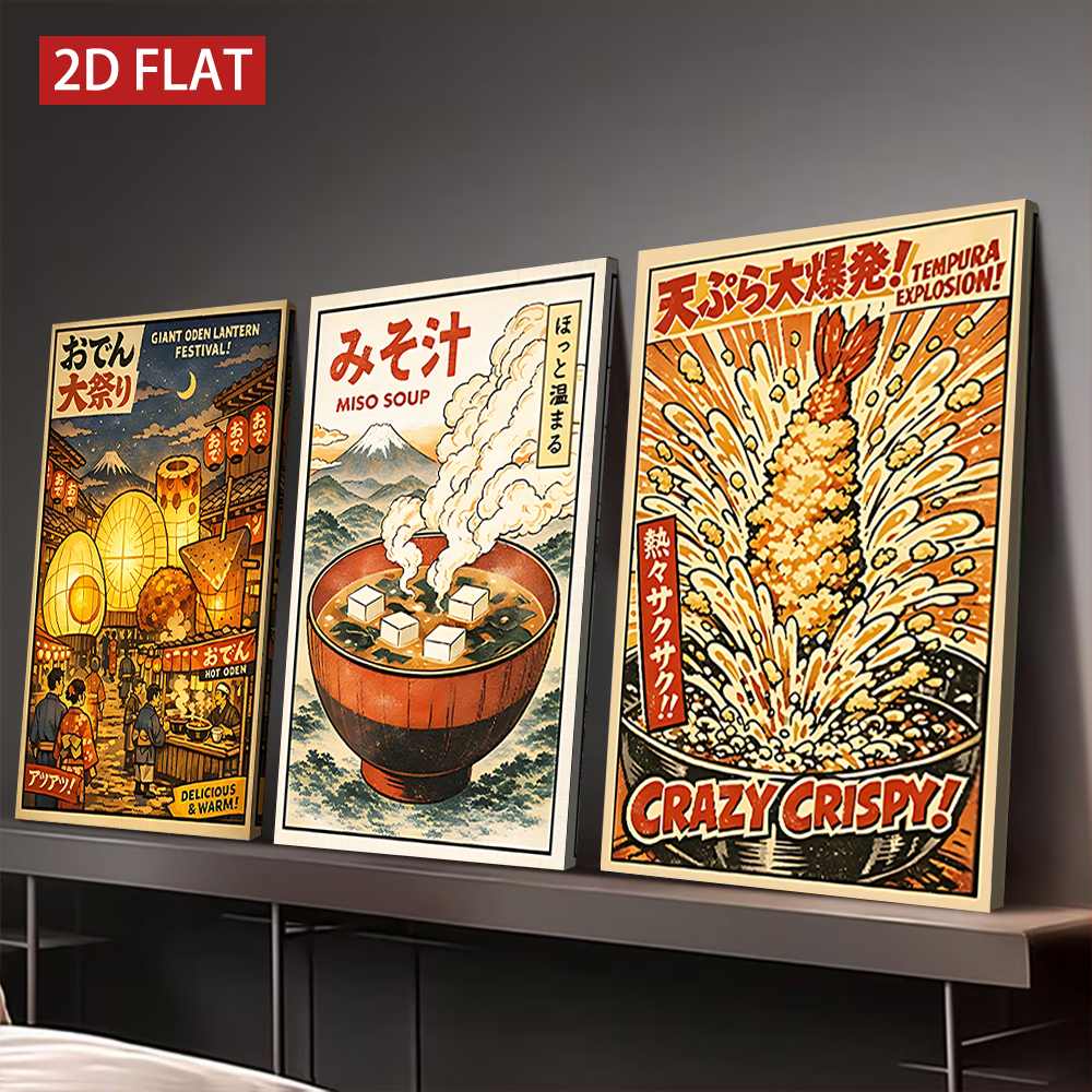 3 Counts Wooden Framed Canvas  - مراجعة Japanese Food Lifestyle وسعره