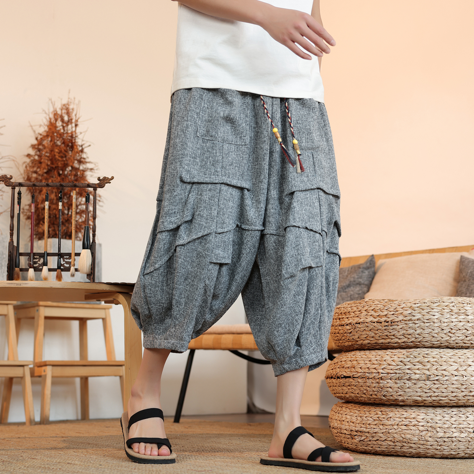 Summer Lantern Pants Men Japan - مراجعة Kimono Yukata Cotton وسعره