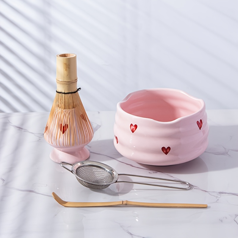5pcs Pink Heart Decal Ceramic  - مراجعة Matcha Bowl Chawan وسعره