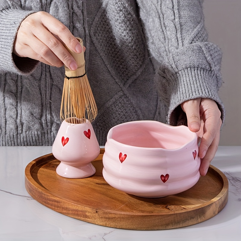 5pcs Pink Heart Decal Ceramic  - مراجعة Matcha Bowl Chawan وسعره