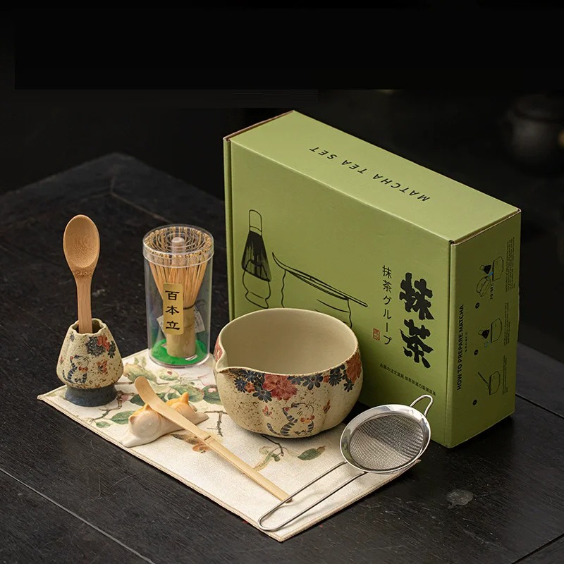 8PCS Japanese Flint red Matcha - مراجعة Matcha Bowl Chawan وسعره
