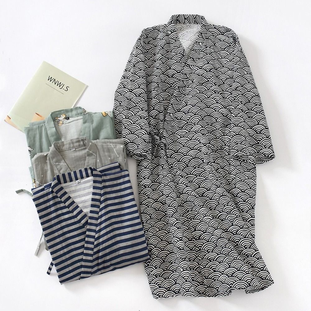 Sleepwear V-Neck Men's Kimono  - مراجعة Kimono Yukata Cotton وسعره