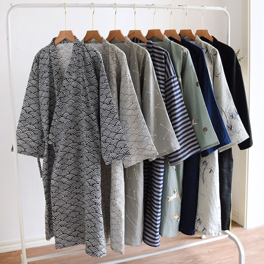 Sleepwear V-Neck Men's Kimono  - مراجعة Kimono Yukata Cotton وسعره
